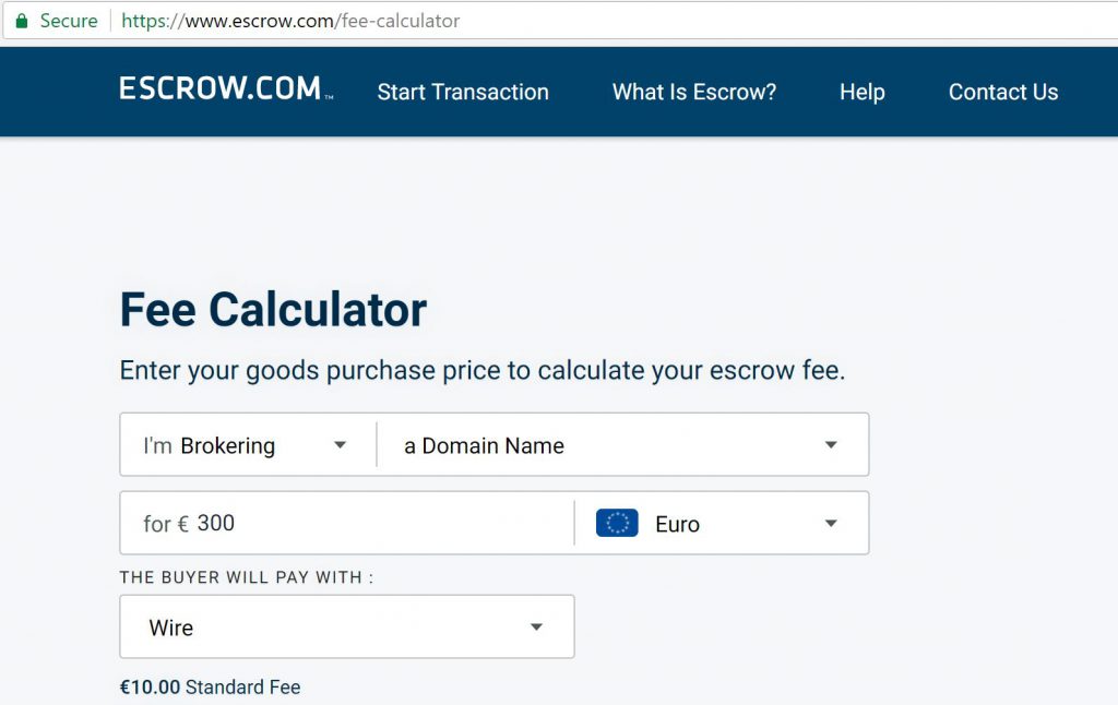 Escrow.com Fee Calculator